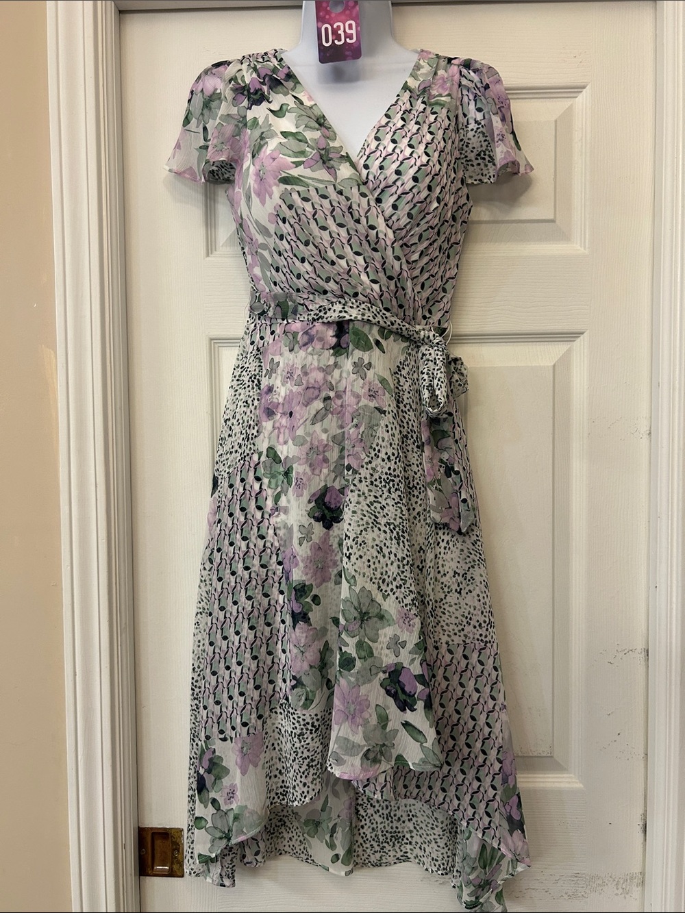 DKNY Lavender and Green Floral Dress